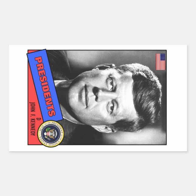 Sticker Rectangulaire Carte de base-ball John F. Kennedy (Devant)