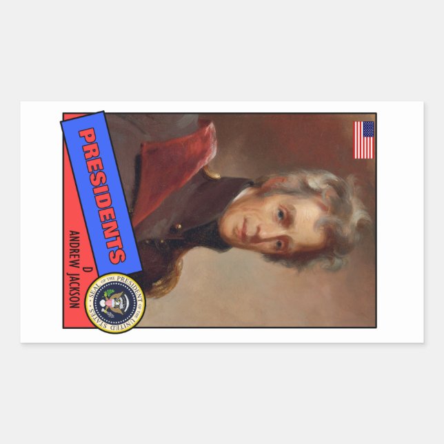 Sticker Rectangulaire Carte de baseball Andrew Jackson (Devant)
