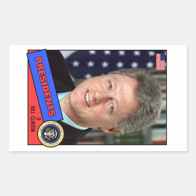 Sticker Rectangulaire Carte de baseball Bill Clinton (Devant)