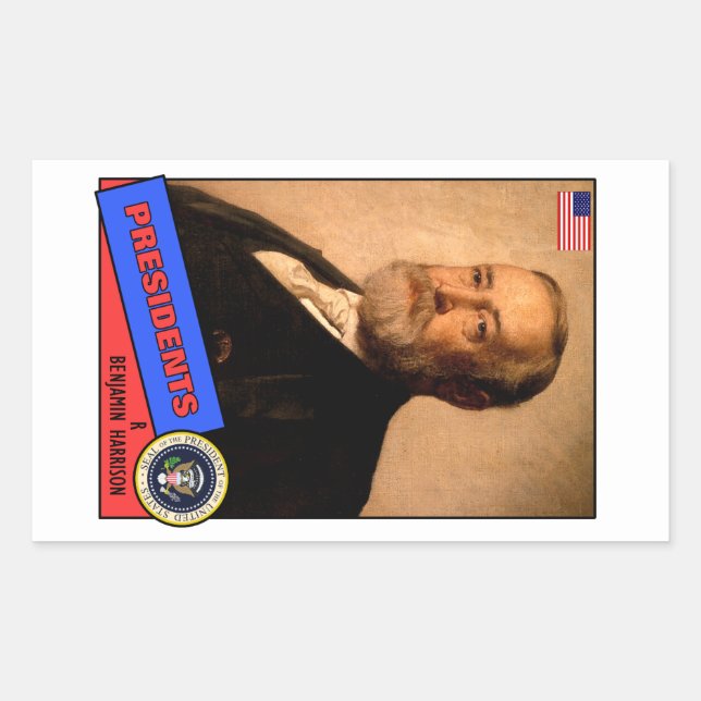 Sticker Rectangulaire Carte de baseball de Benjamin Harrison (Devant)