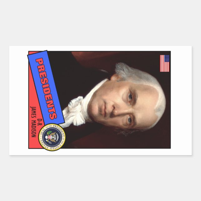 Sticker Rectangulaire Carte de baseball de James Madison (Devant)