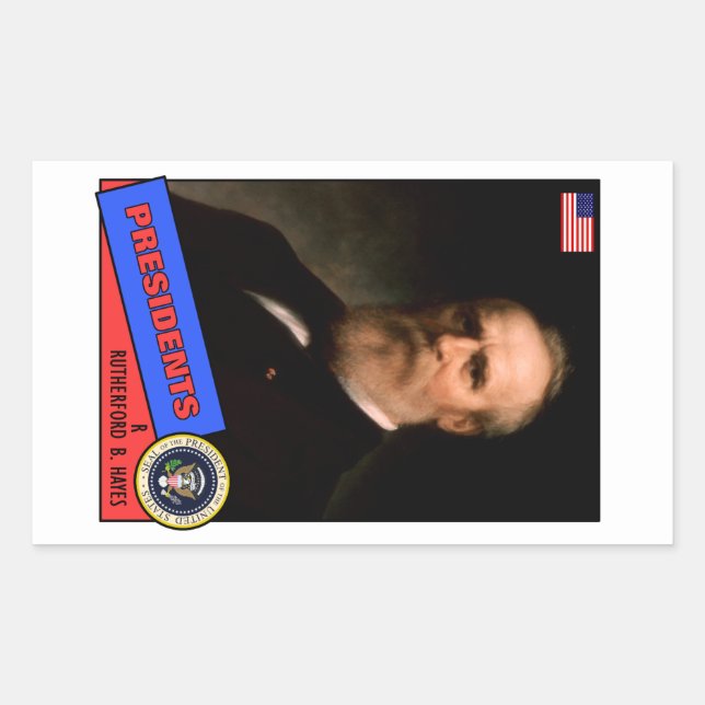 Sticker Rectangulaire Carte de baseball de Rutherford B. Hayes (Devant)