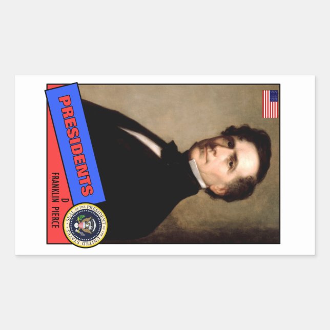 Sticker Rectangulaire Carte de baseball Franklin Pierce (Devant)