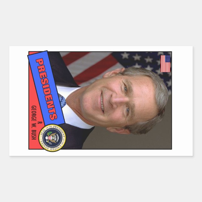 Sticker Rectangulaire Carte de baseball George W. Bush (Devant)