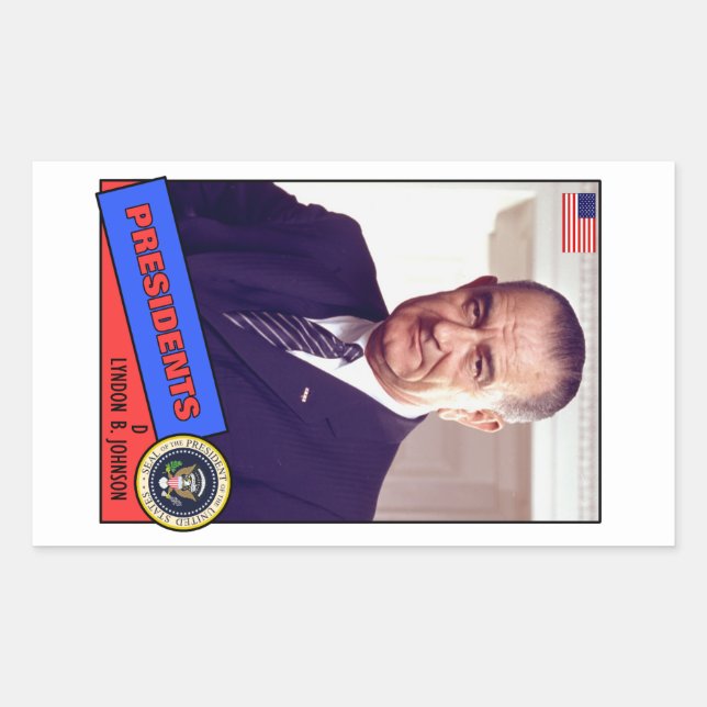 Sticker Rectangulaire Carte de baseball Lyndon B. Johnson (Devant)