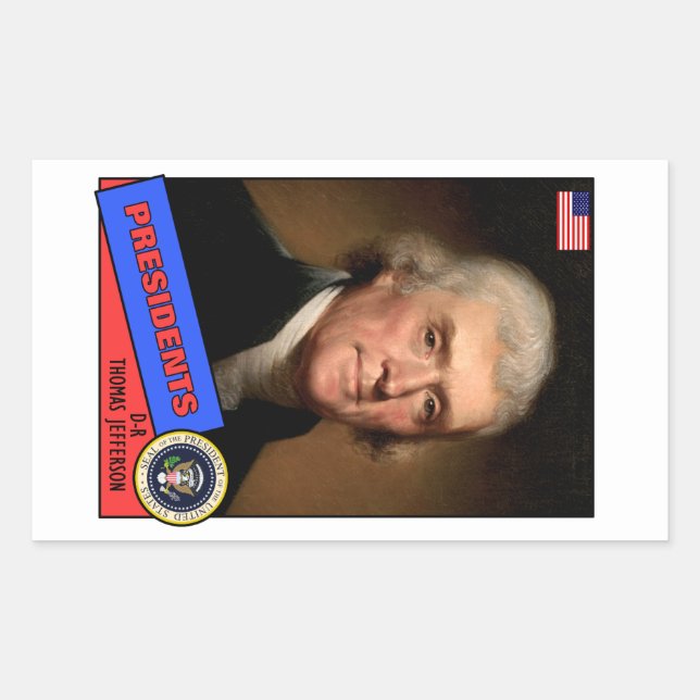Sticker Rectangulaire Carte de baseball Thomas Jefferson (Devant)