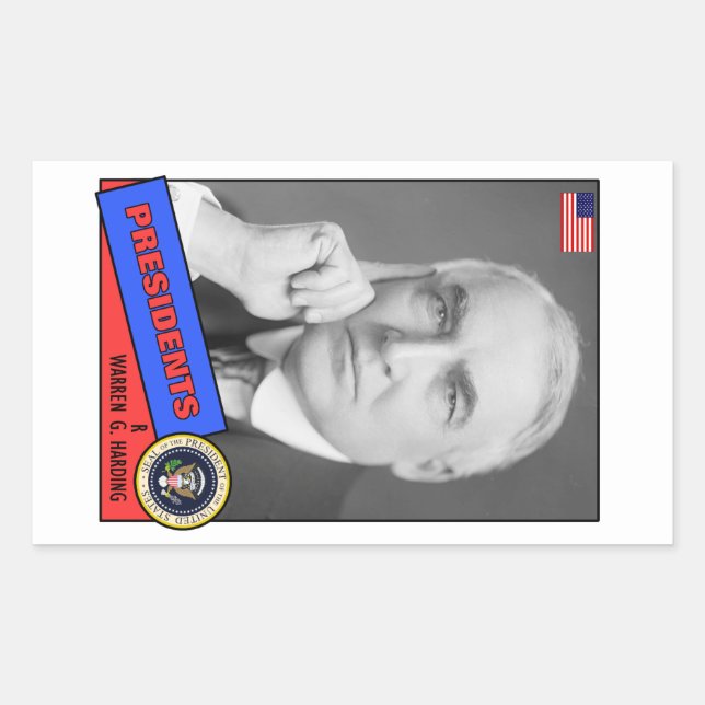 Sticker Rectangulaire Carte de baseball Warren G. Harding (Devant)