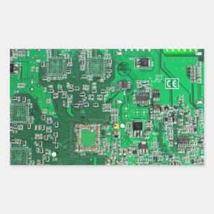 Sticker Rectangulaire Carte de circuit Geek d'ordinateur vert
