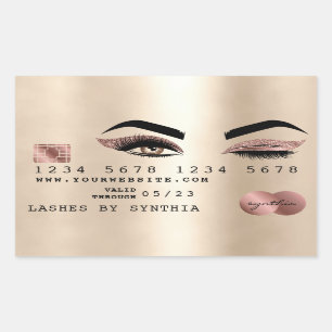 Sticker Rectangulaire carte de crédit girly maquillage wink oeil or rose