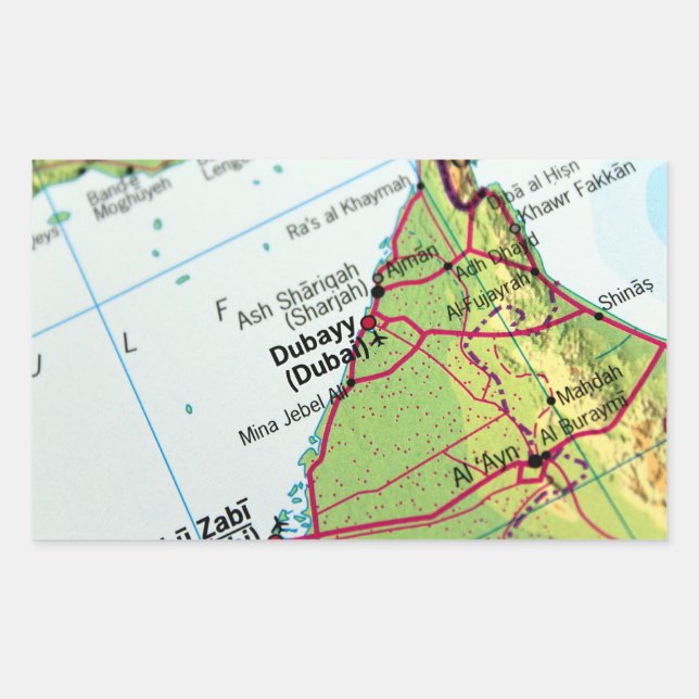Sticker Rectangulaire Carte de Dubaï (Devant)
