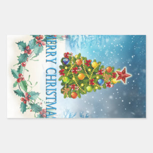 Sticker Rectangulaire Carte de Joyeux Noël