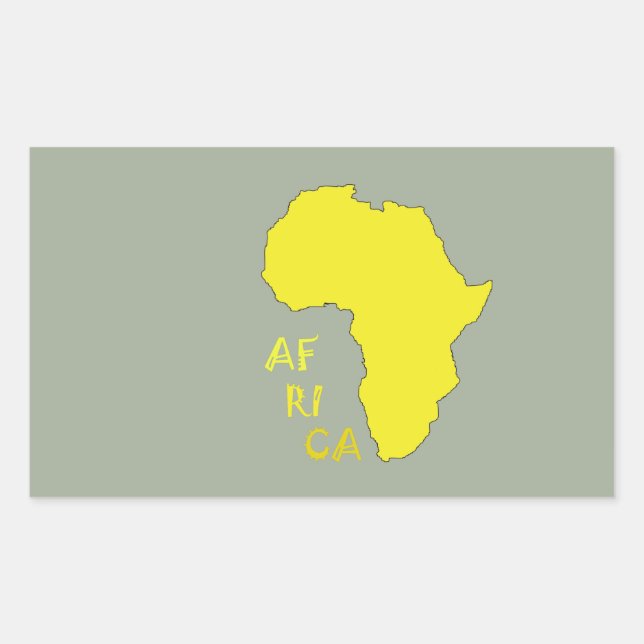Sticker Rectangulaire Carte de l'Afrique Jaune Funky (Devant)