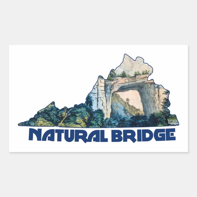Sticker Rectangulaire Carte de l'État de Virginie Natural Bridge (Devant)