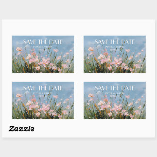 Sticker Rectangulaire Carte de sauvegarde de date en acrylique de fleur