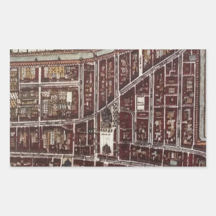 Sticker Rectangulaire Carte de ville de Delft 1649