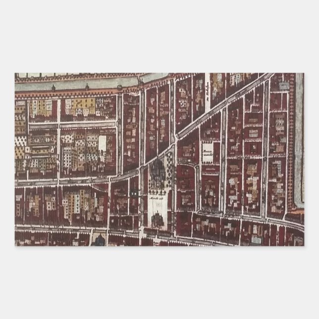 Sticker Rectangulaire Carte de ville de Delft 1649 (Devant)