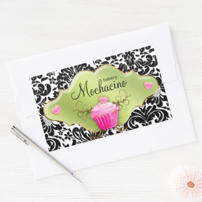 Sticker Rectangulaire Carte de visite 311 Boulangerie Cupcake Swirls Lim (Enveloppe)