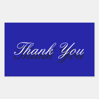 Sticker Rectangulaire Carte de voeux bleu Merci blanc