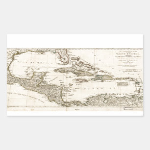 Sticker Rectangulaire Carte des Antilles par Samuel Dunn (1774)