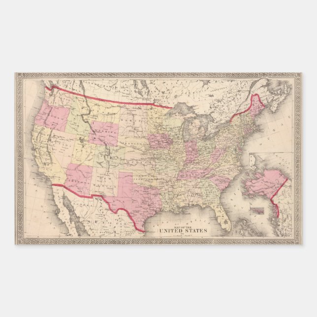 Sticker Rectangulaire Carte des États-Unis 5 (Devant)