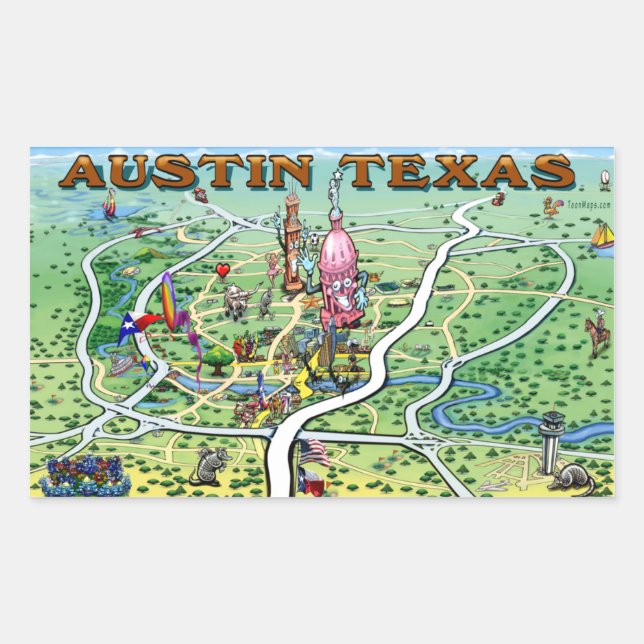 Sticker Rectangulaire Carte des loisirs Austin (Devant)