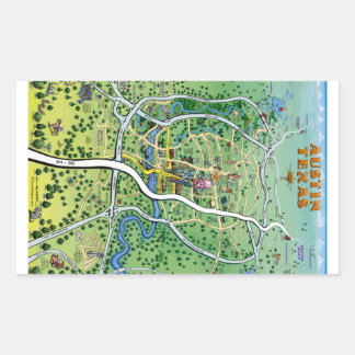 Sticker Rectangulaire Carte du dessin animé Austin Texas