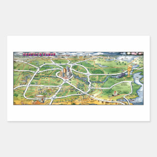 Sticker Rectangulaire Carte du dessin animé de Houston au Texas