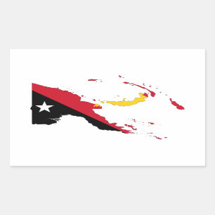 Sticker Rectangulaire Carte du Drapeau de la Papouasie-Nouvelle-Guinée