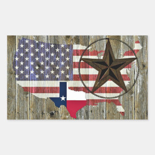 Sticker Rectangulaire Carte du drapeau de l'État de Texas Lone Star