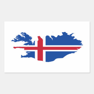 Sticker Rectangulaire Carte du drapeau islandais IS Ísland