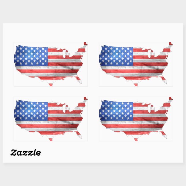Sticker Rectangulaire Carte du drapeau patriotique américain USA (Feuille)