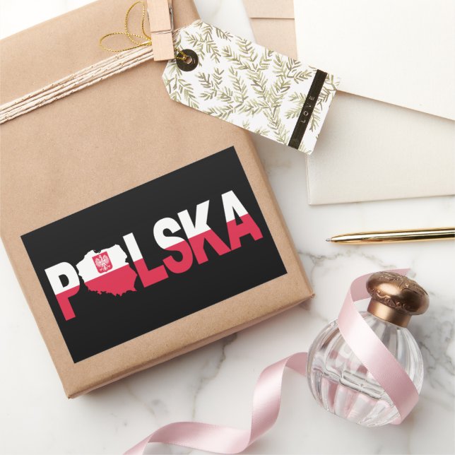 Sticker Rectangulaire Carte du drapeau polonais (Cadeaux)