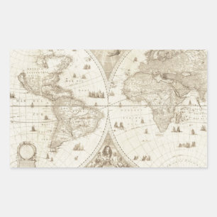 Sticker Rectangulaire Carte du monde antique