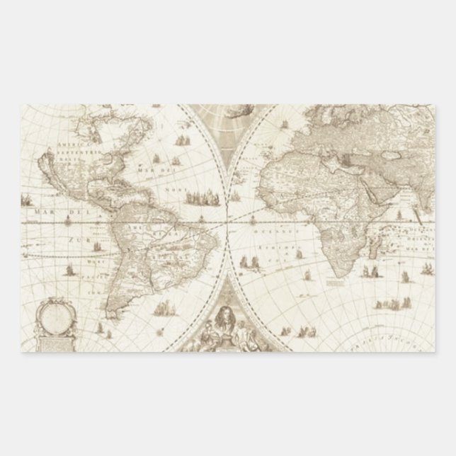Sticker Rectangulaire Carte du monde antique (Devant)