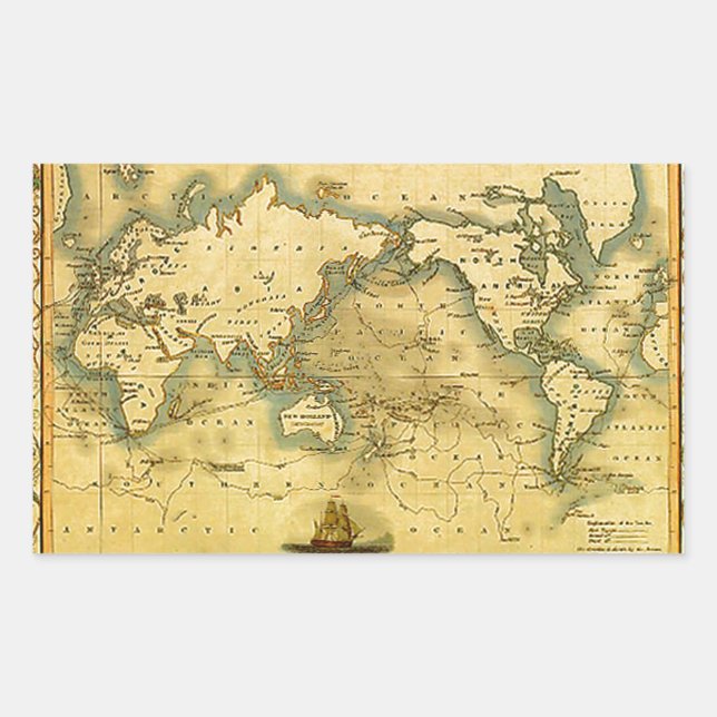Sticker Rectangulaire Carte du monde antique (Devant)