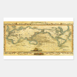Sticker Rectangulaire Carte du monde antique