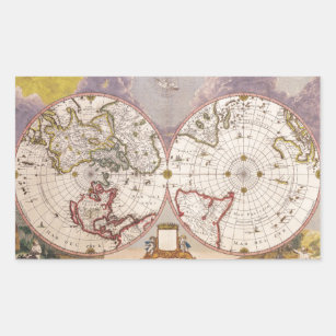 Sticker Rectangulaire Carte du monde antique