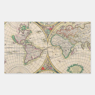 Sticker Rectangulaire Carte du monde antique