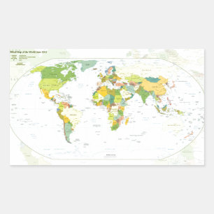 Sticker Rectangulaire Carte du Monde Atlas Politique Poster : Décoration