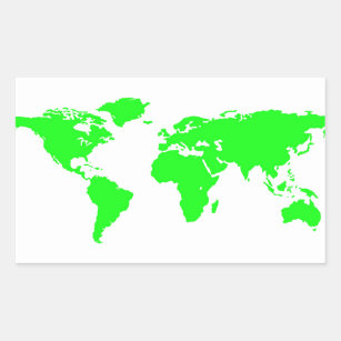 Sticker Rectangulaire Carte du monde blanc vert