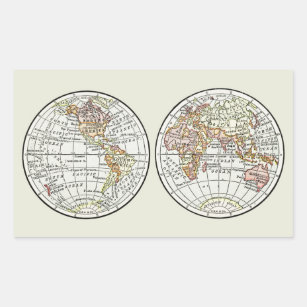 Sticker Rectangulaire Carte du monde de voyage Terre 1916 Atlas mondial