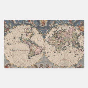 Sticker Rectangulaire Carte du monde Globe Travel Antique