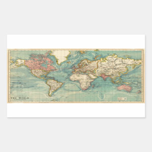 Sticker Rectangulaire Carte du monde vintage
