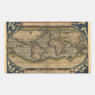 Sticker Rectangulaire Carte du monde vintage Atlas Conception historique