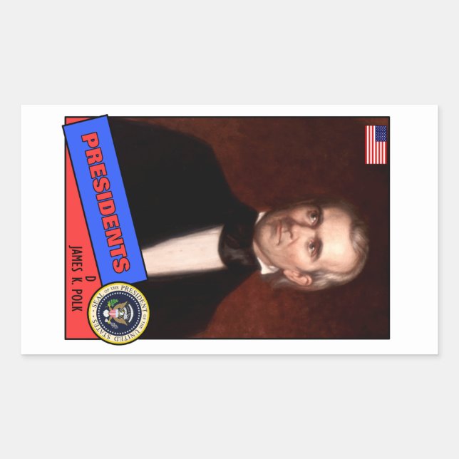 Sticker Rectangulaire Carte James K. Polk de baseball (Devant)