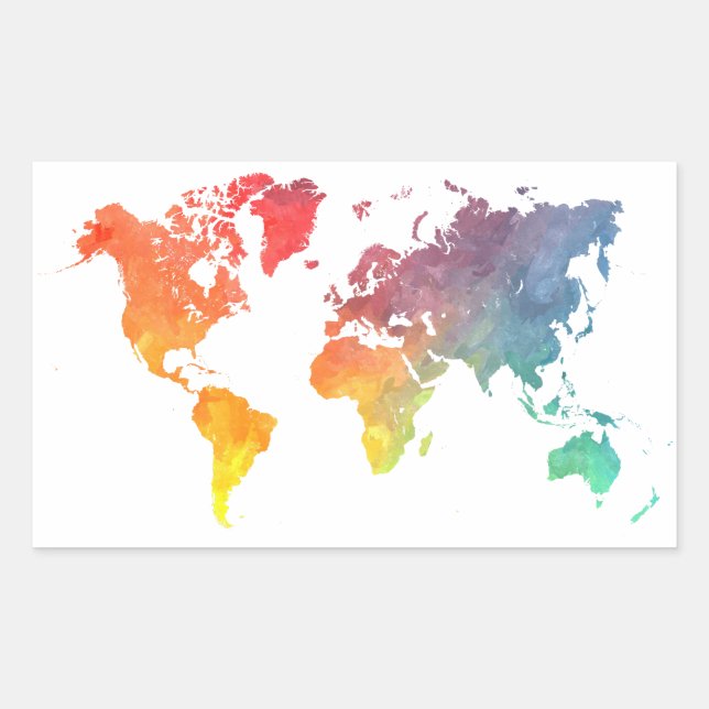 Sticker Rectangulaire carte mondiale 5 (Devant)
