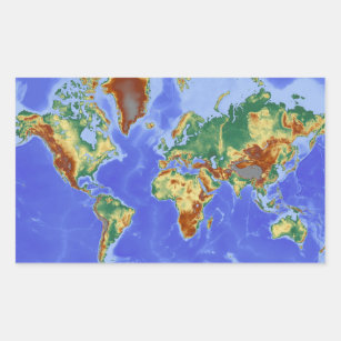Sticker Rectangulaire Carte mondiale géographique internationale