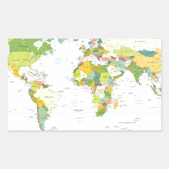 Sticker Rectangulaire Carte mondiale Globe Pays Atlas (Devant)