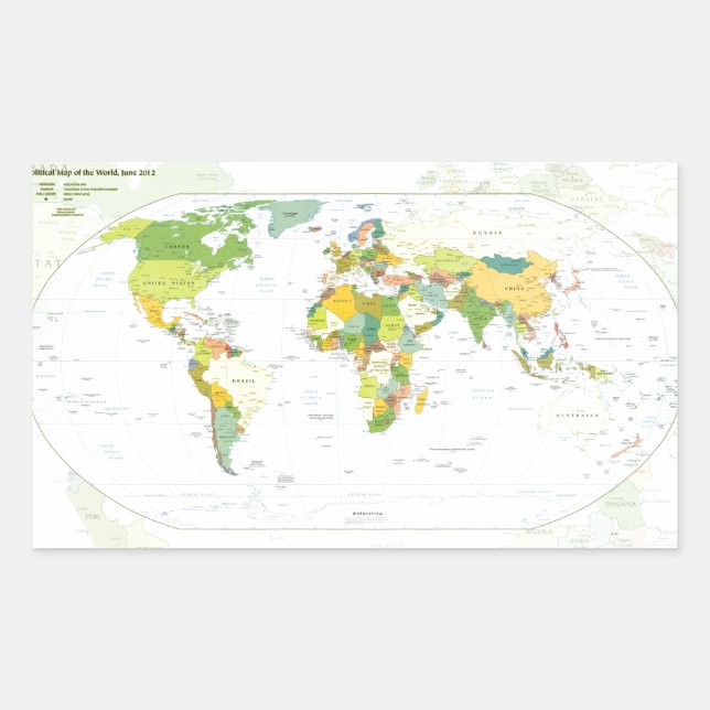 Sticker Rectangulaire Carte mondiale Globe Pays Atlas (Devant)