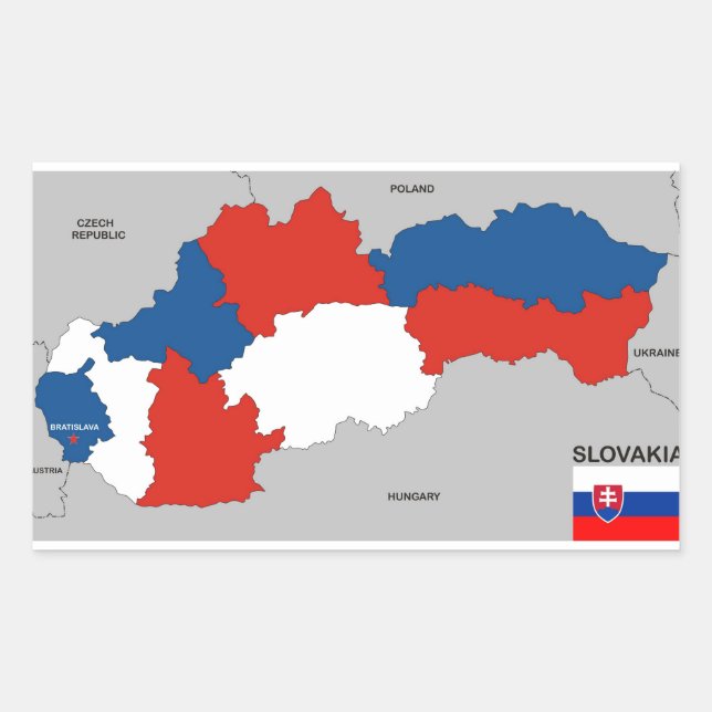 Sticker Rectangulaire carte politique du pays slovaquie (Devant)